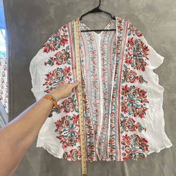 Umgee Women's Topper Floral Boho Open Front Embroidered Kimono Cardigan M/L John - Picture 5 of 6